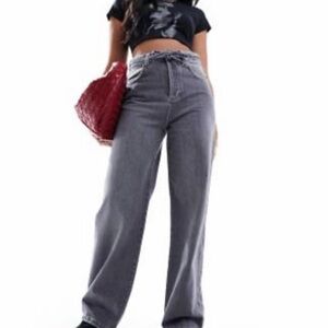 Gray Flare  Tie Waist Wide Leg Jeans Size 6 (ASOS)